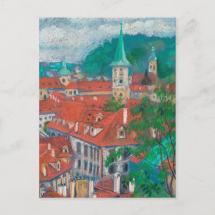 Goedemorgen in Praag, Tsjechisch Cityscape Pastel  Briefkaart