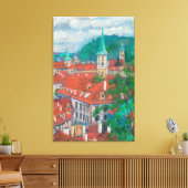 Goedemorgen in Praag, Tsjechisch Cityscape Pastel  Canvas Afdruk (Insitu (Woonkamer))