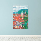 Goedemorgen in Praag, Tsjechisch Cityscape Pastel  Canvas Afdruk (Insitu (Houten vloer))