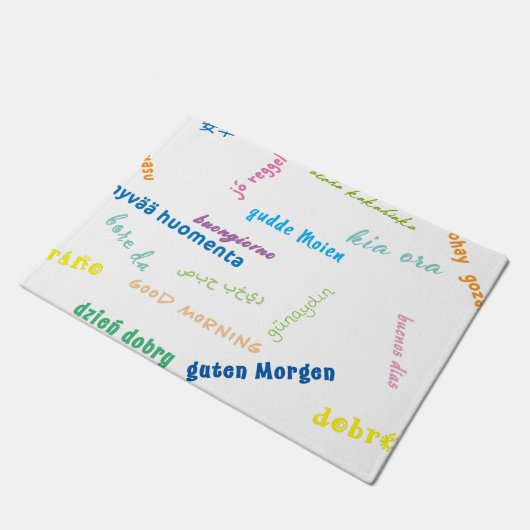 Goedemorgen in vele talen badmat deurmat (Schuin)