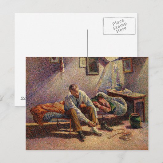 Goedemorgen, Interior door Maximilien Luce in 1890 Briefkaart (Voorkant / Achterkant)