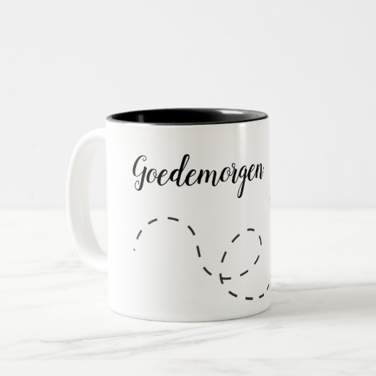 "Goedemorgen" Kaffeetasse Tweekleurige Koffiemok (Voorkant links)