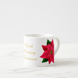 Goedemorgen Kerst Sterke Koffie Poinsettia Espresso Kop