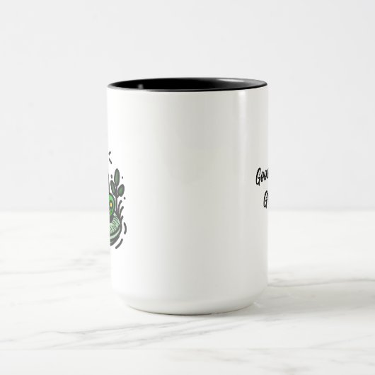 Goedemorgen Kikker op Lily Pad Hand getrokken Mok (Midden)