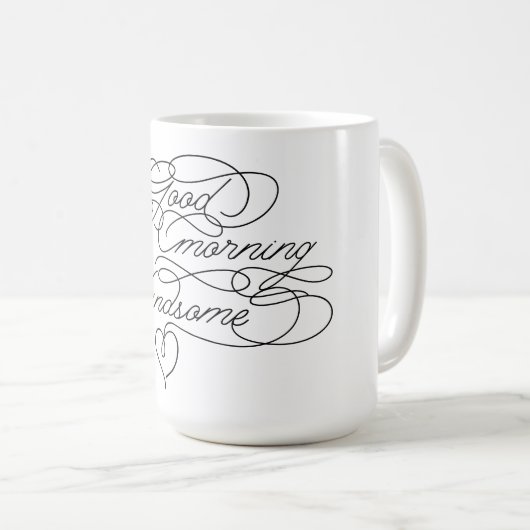 Goedemorgen Knappe Lieve Vriend Liefdescitaat Koffiemok (Voorkant rechts)