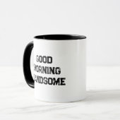 'Goedemorgen Knappe Man' Charmant typografie cadea Mok (Voorkant links)