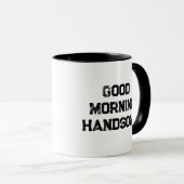 'Goedemorgen Knappe Man' Charmant typografie cadea Mok (Voorkant rechts)