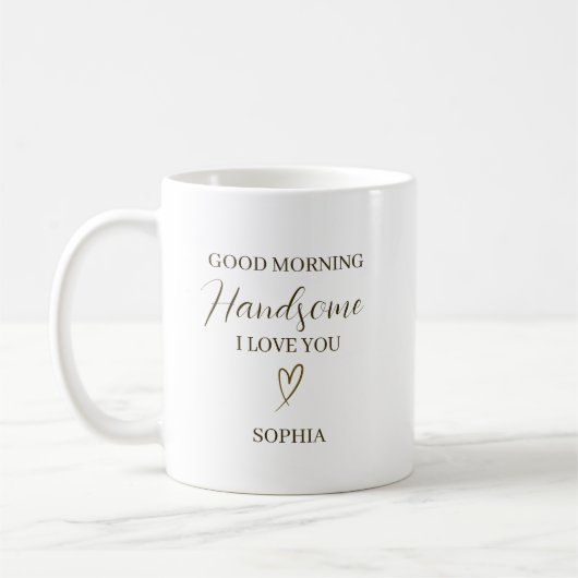 Goedemorgen Knappe Persoonlijke Romantische Cadeau Koffiemok (Links)