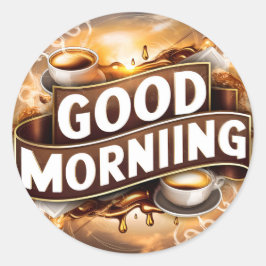 Goedemorgen koffie en brood 4 ronde sticker