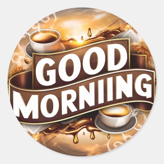 Goedemorgen koffie en brood 4 ronde sticker (Voorkant)