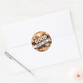 Goedemorgen koffie en brood 4 ronde sticker (Envelop)