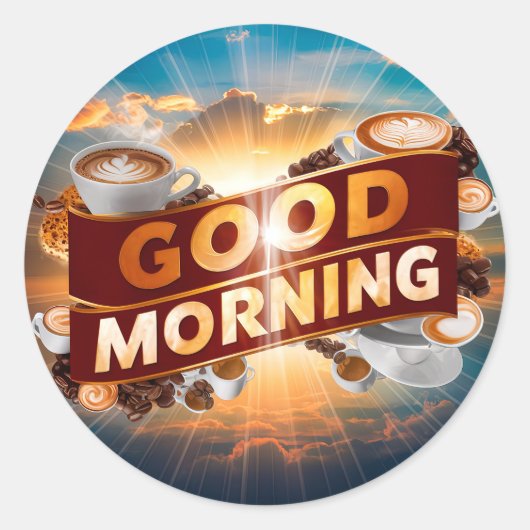 Goedemorgen koffie en brood 5 ronde sticker (Voorkant)