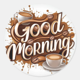 Goedemorgen koffie en brood 7 ronde sticker