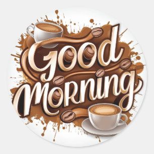 Goedemorgen koffie en brood 7 ronde sticker