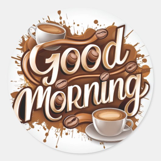 Goedemorgen koffie en brood 7 ronde sticker (Voorkant)