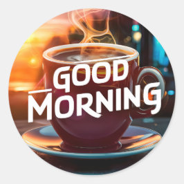 Goedemorgen koffie en brood #8 ronde sticker