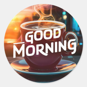 Goedemorgen koffie en brood #8 ronde sticker