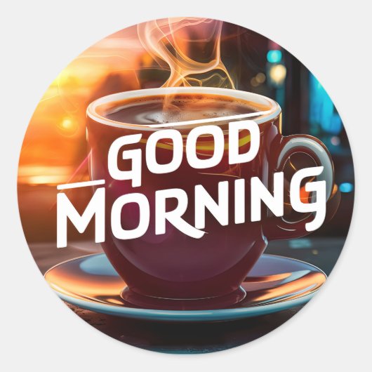Goedemorgen koffie en brood #8 ronde sticker (Voorkant)