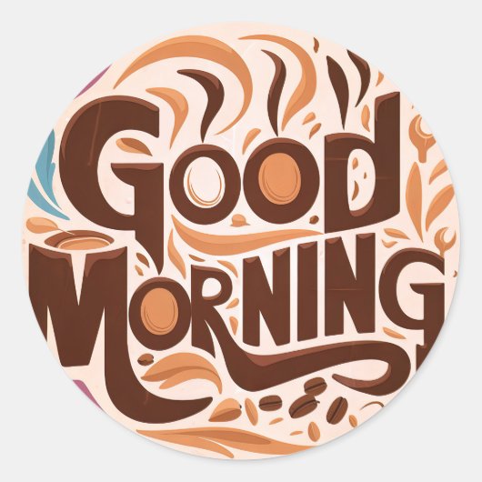 Goedemorgen koffie en brood 9 ronde sticker (Voorkant)