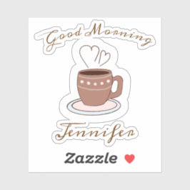 Goedemorgen koffie en harten naam sticker