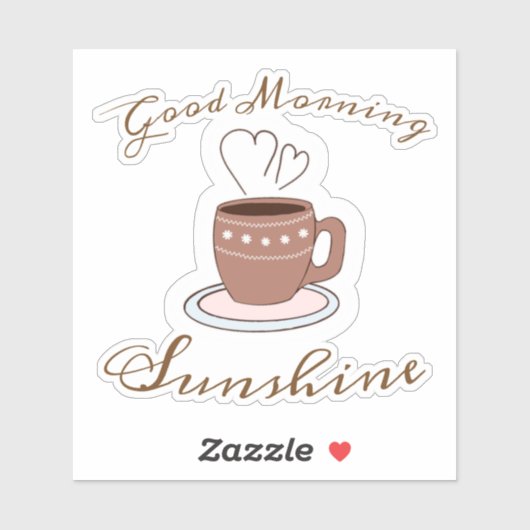 Goedemorgen koffie en harten zon sticker (Vel)