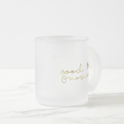 Goedemorgen koffie-mok in Gold Matglas Koffiemok (Voorkant rechts)