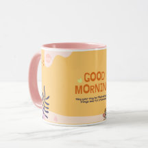 GOEDEMORGEN KOFFIEBEEKER IN BABYROZE EN ORANJE
