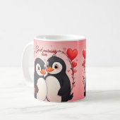 Goedemorgen liefde - Pinguïns Valentijnsdag mok (Voorkant links)