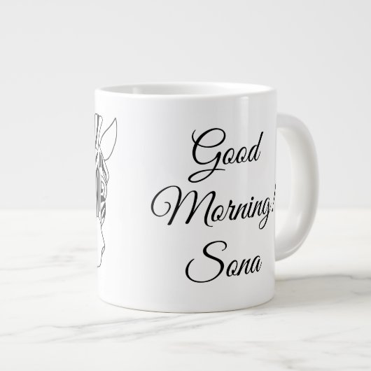 Goedemorgen, liefdevol Zebra zwart-wit Grote Koffiekop (Voorkant rechts)