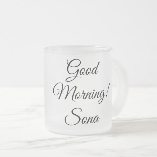 Goedemorgen, liefdevol Zebra zwart-wit Matglas Koffiemok (Voorkant rechts)