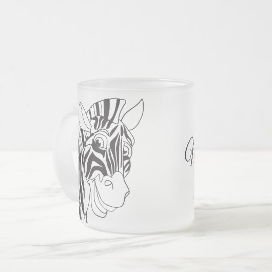 Goedemorgen, liefdevol Zebra zwart-wit Matglas Koffiemok (Voorkant links)