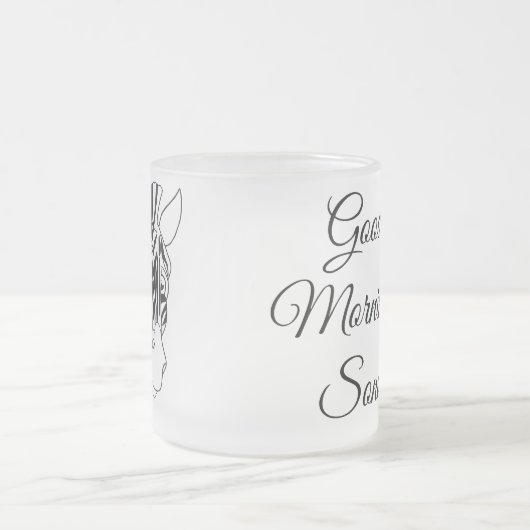 Goedemorgen, liefdevol Zebra zwart-wit Matglas Koffiemok (Center)