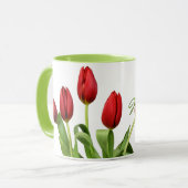 Goedemorgen mama rode tulp bloemen mok (Voorkant links)