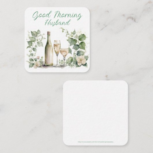Goedemorgen man wijnflessen met glazen notitiekaartje (Voorkant / Achterkant)