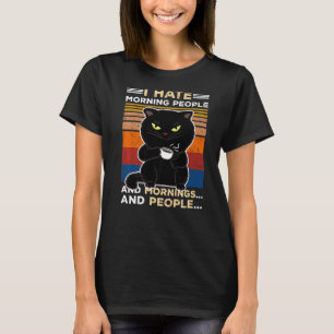 Goedemorgen mensen en ochtenden, koffiekat t-shirt