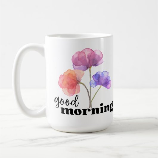 Goedemorgen (met bloemen) koffiemok (Links)