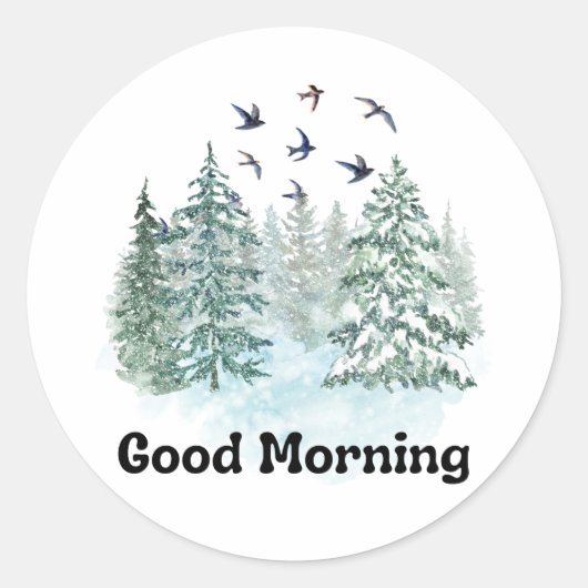 Goedemorgen met natuur ronde sticker (Voorkant)
