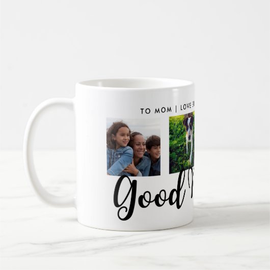 Goedemorgen | Moderne typografie Vier Fotoraster Koffiemok (Links)