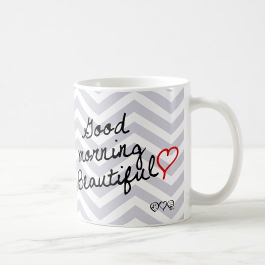 Goedemorgen mooi! Dawn Gray Chevron patroon Koffiemok (Rechts)