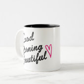 Goedemorgen mooi tweekleurige koffiemok (Voorkant links)