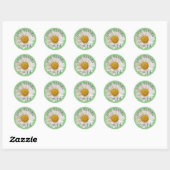 Goedemorgen mooi White Daisy Sage Green Ronde Sticker (Vel)