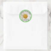 Goedemorgen mooi White Daisy Sage Green Ronde Sticker (Tas)