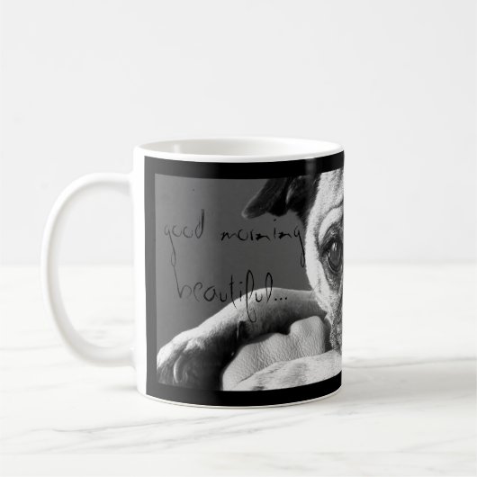 Goedemorgen mooie koffie-mok met Roxy thePug Koffiemok (Links)