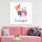 Goedemorgen mooie Makeup Waterverf lipstick Canvas Afdruk (Insitu (Woonkamer))