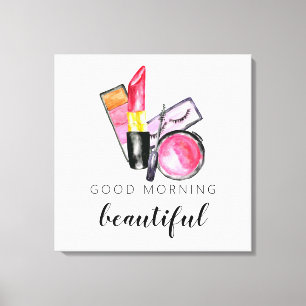 Goedemorgen mooie Makeup Waterverf lipstick Canvas Afdruk