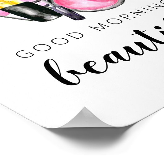 Goedemorgen mooie Makeup Waterverf lipstick Poster (Hoek)