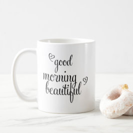 Goedemorgen mooie typografie met hart koffiemok