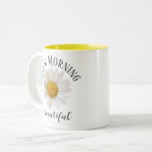 Goedemorgen mooie Witte Daisy Tweekleurige Koffiemok (Voorkant links)