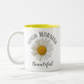 Goedemorgen mooie Witte Daisy Tweekleurige Koffiemok (Links)