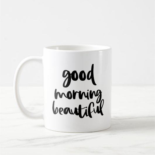 Goedemorgen Mooie Zwarte Moderne Typografie Mok (Links)